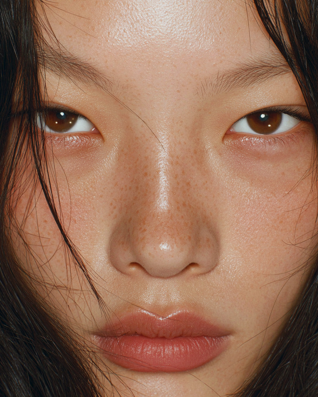 Close-up of a person's face with a focus on the eyes and nose.