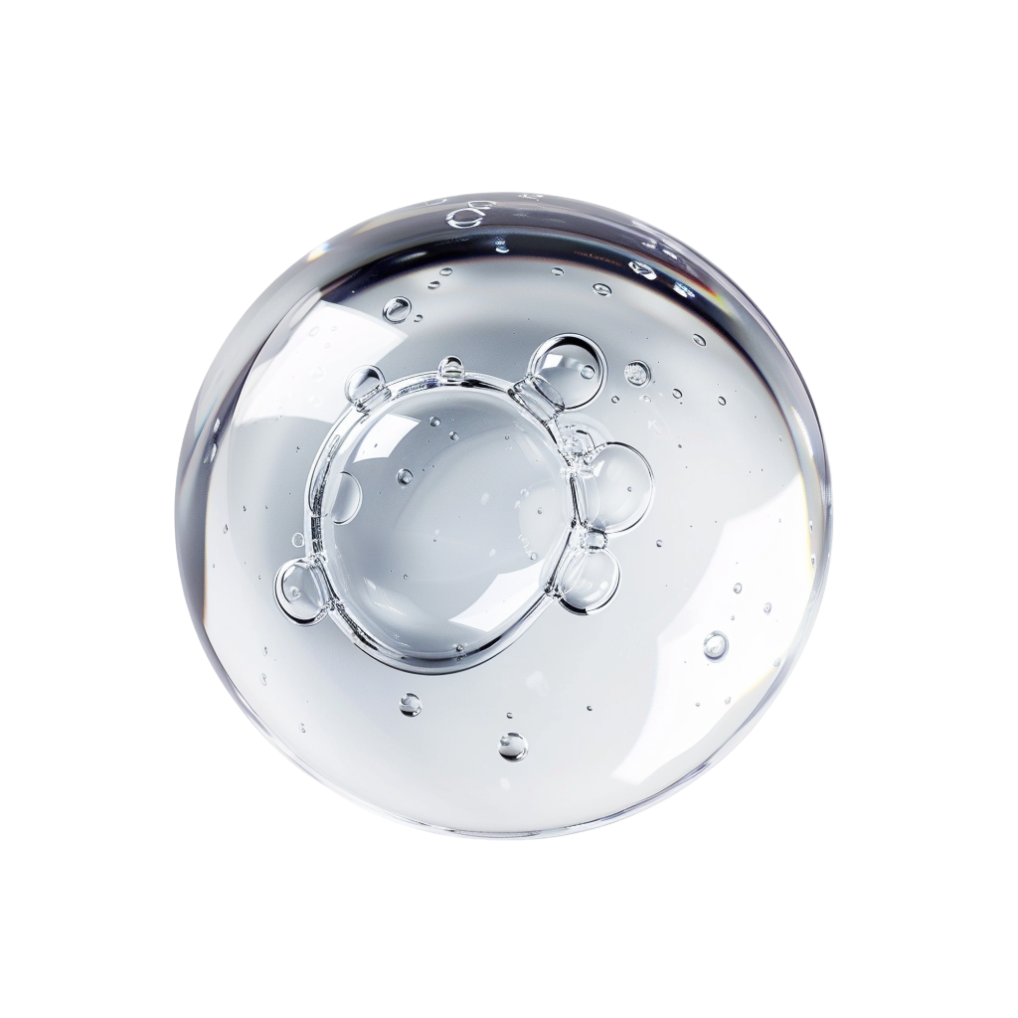 Chrome shower head with water droplets on a white background
